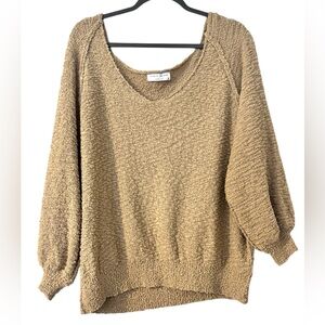 Pink Lily Textured Tan cream Sweater plus size 2XL